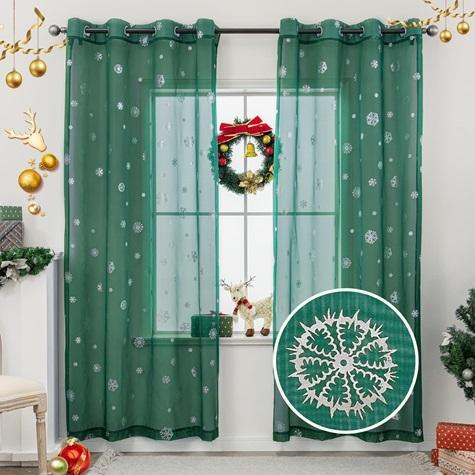 Holiday - Christmas Ornaments, Snowflake Christmas Sheer Curtains - MSRP $24,364