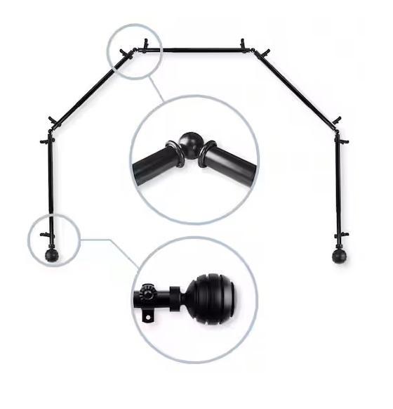 Window Decor - Rod Desyne 5-Sided Bay Window Curtain Rod, Chicology, StyleWell, Best Home Fashion - Est Retail $7,337