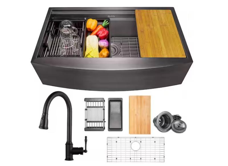 Plumbing- AKDY Sink, LORDEAR Kitchen Sink, Glacier Bay Laundry Sink - Est Retail $2,810- 1plt
