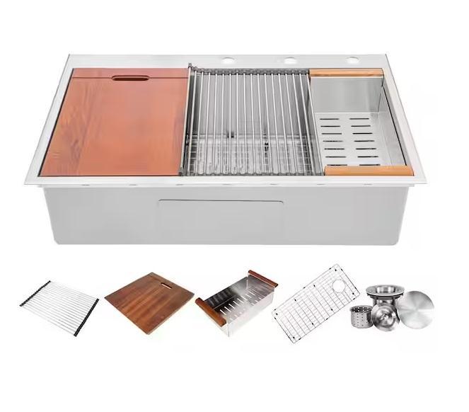 Plumbing- eModernDecor Workstation Kitchen Sink, NTQ Medicine Cabinet, Croydex, AKDY, SINKOLOGY, HDC -Est Retail $2,747