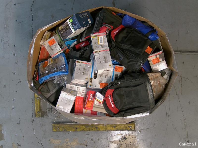 Mixed Lot - Milwaukee PACKOUT 15in Structured Tote, RYOBI, Schlage, Gutter Guard by Gutterglove - Est Retail $7,611