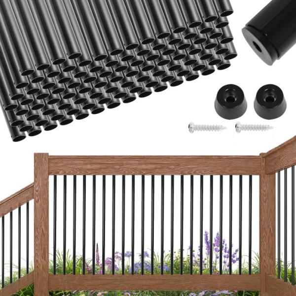 General Merchandise- 101 Pack 26 Inch Aluminum Deck Balusters, Muzata 4FT Black Cable Railing - MSRP $1,609