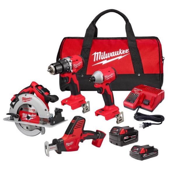 Tools - Milwaukee 4-Tool Combo Kit, Ryobi Leaf Blower/Mulcher/Vacuum, Ridgid Hand Vacuum Kit - Est Retail $2,752
