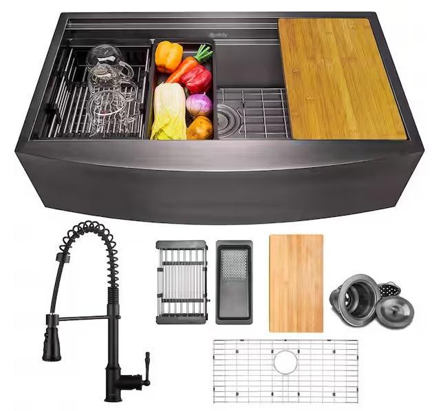 Plumbing - AKDY Farmhouse Apron Mount Kitchen Sink, Dueyeeri, FUFU&GAGA, Pegasus, KeonJinn, HDC - Est Retail $1,946