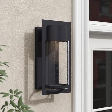 Wade Logan Gullo Black Integrated LED Seeded Glass Outdoor Flush Mount - MSRP $219
