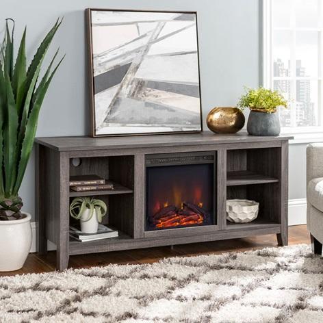 Darby Home Co Kneeland 70" Open Storage TV Stand with Electric Fireplace - MSRP $689