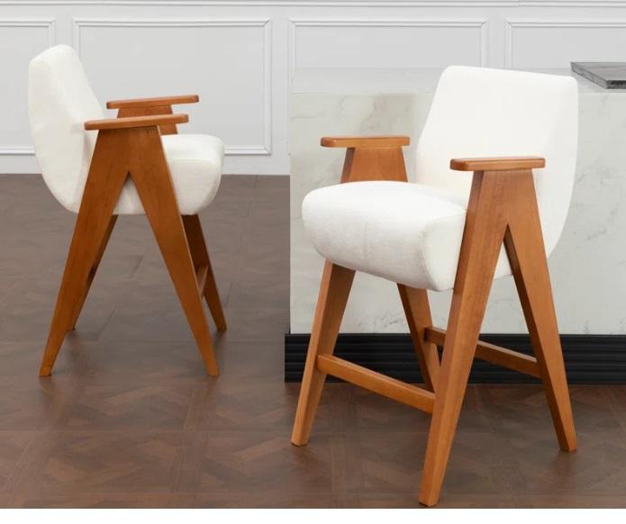 Housewares - Kyajah Counter Height Upholstered Bar Stool, Chada 56.88" W Bohemian Rattan 7-Drawer Dresser - MSRP $2,177