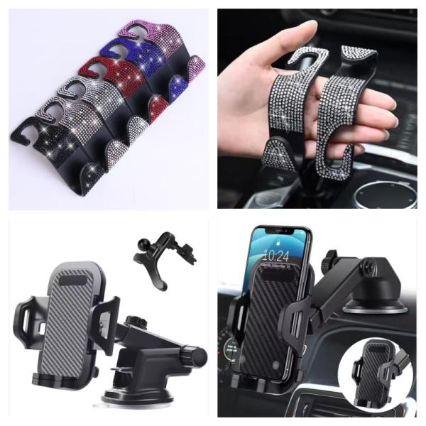 Car Phone Holders and Headrest Hangers for Car Decoration