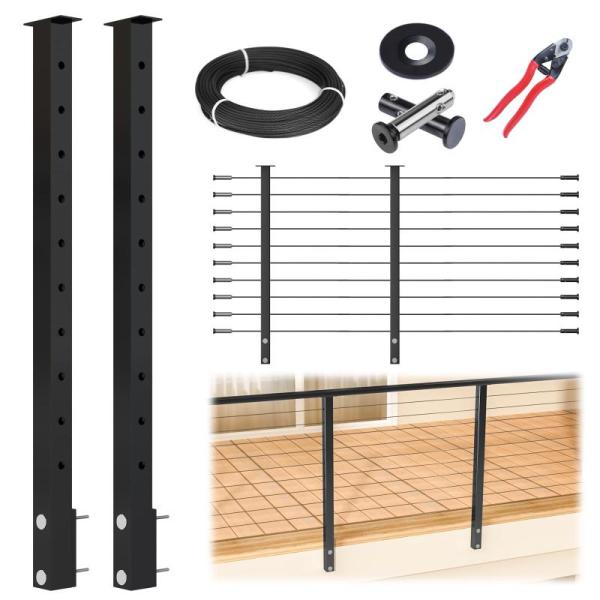 Home Improvement - Muzata Modular Black Cable Railing Kits - MSRP $3,573