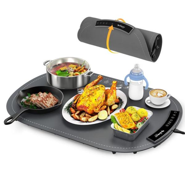 Kitchen- Food Warming Mat Foldable Electric Warming Tray, 212 Piece Paper Happy New Year Plates - MSRP $12,560