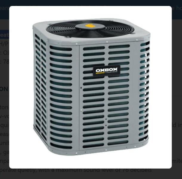 Oxbox Heat Pump & Air Handler - MSRP $5,536