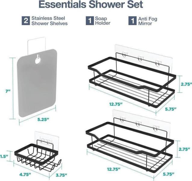 New – Shower Caddy + Mirror & Hooks + Under Desk Cable Tray MSRP 30K+