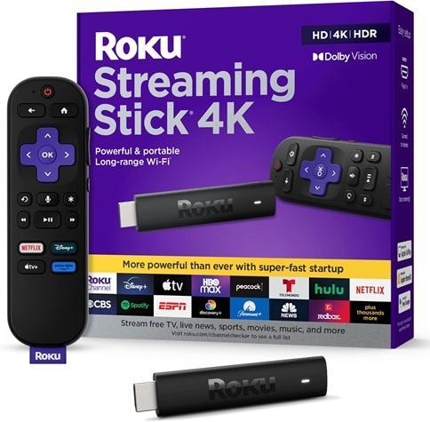 A Grade - Roku Streaming Stick 4K HDR & Dolby Vision Streaming Device for TV, Black - MSRP $49