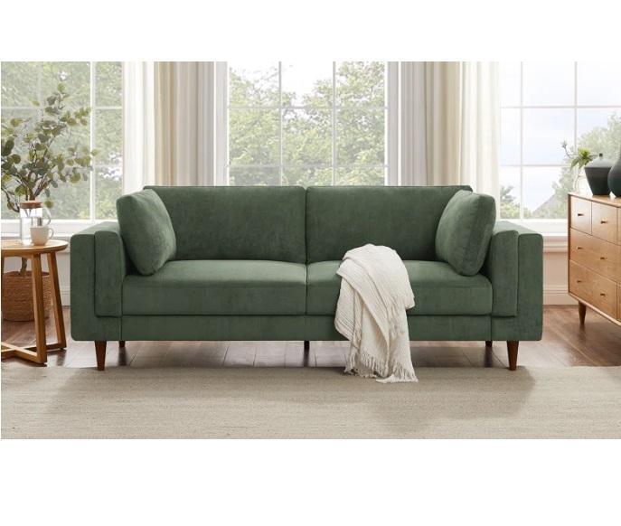 Furniture - Kraz MINIMORE Modern Style 85'' Square Arm Sofa, Lovetro Swivel w/Arms Upholstered 25.8" Stool - MSRP $910