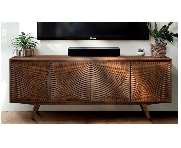 Housewares - Acacia Harmony 75" TV Media Console Entertainment Center Stand, The Celeste Fireplace Mantel - MSRP $4,004