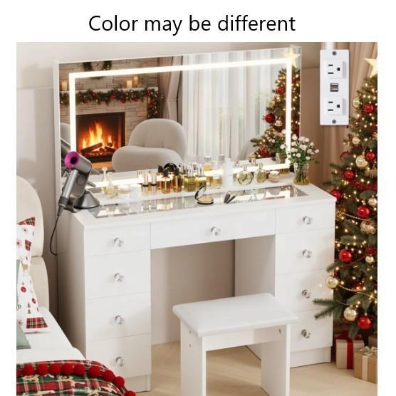 Furniture - Nykee Bedroom Vanity Set, Haikey 6 Drawer Dresser, Carreli Makeup Vanity - MSRP $1,452