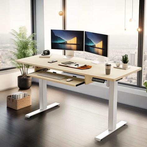 Inbox Zero Lilja Height Adjustable Wood Computer Standing Desk with Keyboard Tray For Home Office - MSRP $202
