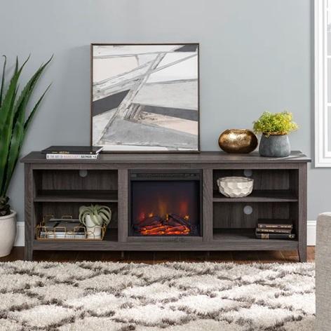 Darby Home Co Kneeland 70" Open Storage TV Stand with Electric Fireplace - MSRP $689