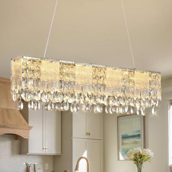 Home Improvement- Kaiyuan 35.4'' Retangular Crystal Chandelier, Kaiyuan 20 inch Chrome Crystal Chandelier - MSRP $2,403
