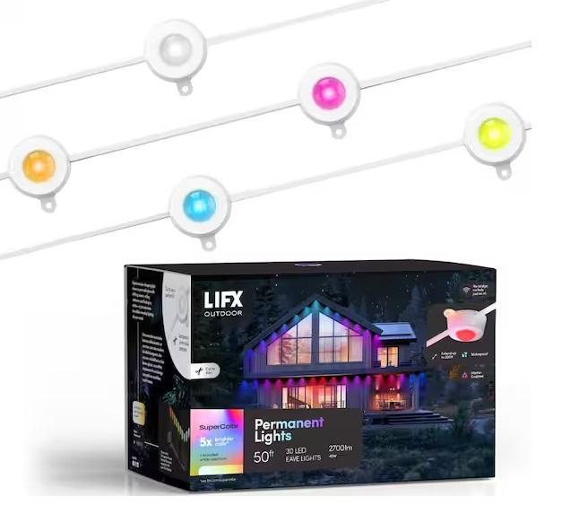Lighting & Electrical - LIFX 30-Light 50ft Outdoor Plug-In LED Wifi String Lights, aiwen Mount Light -Est Retail $3,271