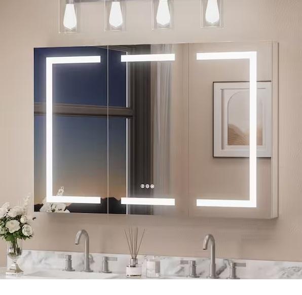 Plumbing - KeonJinn Rectangular Aluminum Medicine Cabinet w/Mirror, HDC Linen Cabinet, Hampton Bay - Est Retail $2,153