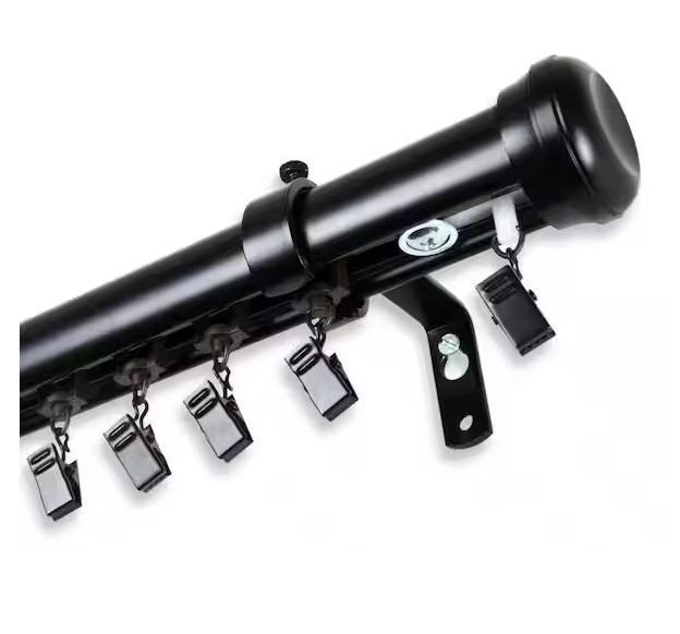 Window Decor- Rod Desyne 48in-86in Traverse Black Curtain Rod, HDC Cellular Window Shades, Chicology -Est Retail $7,454