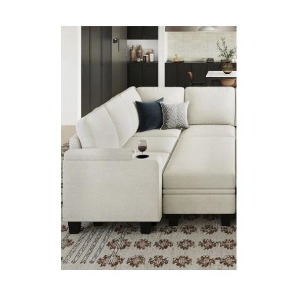 Housewares - Jenette Left Chaise Chenille Sectional Sofa, Bonia Swivel Wicker Rattan Outdoor Rocking Chair -MSRP $1,538