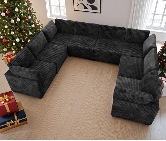 Truckload - Housewares - 130" U-Shaped Upholstered Sofas, Rashid Concrete Propane Outdoor Fire Pit Table - MSRP $54,931