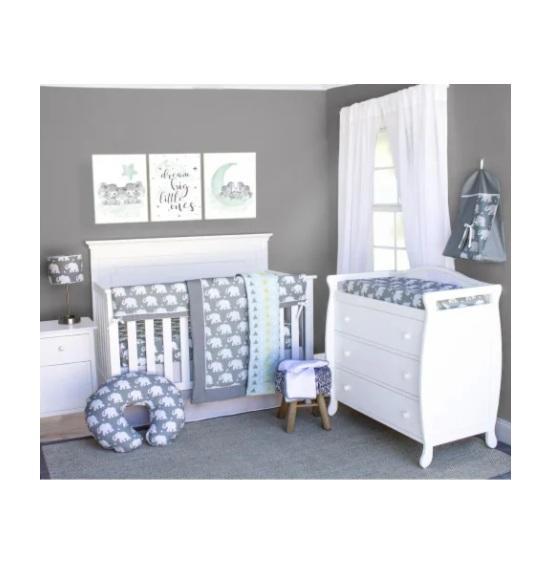 Unprocessed Manifested - Pam Grace Creations Indie Elephant 6pc Crib Set, Poise Overnight Pads & More - MSRP $3,265
