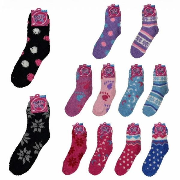 New Beautiful Lot of 72 Cozy Winter Socks! Assorted Styles and Colors