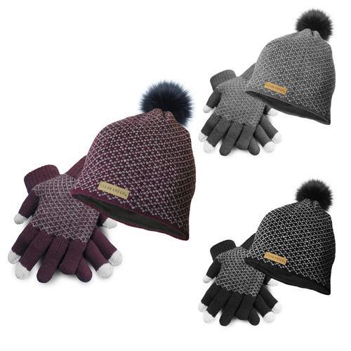 Lot of 47 Women's Insulated Pom Hat and Gloves Set