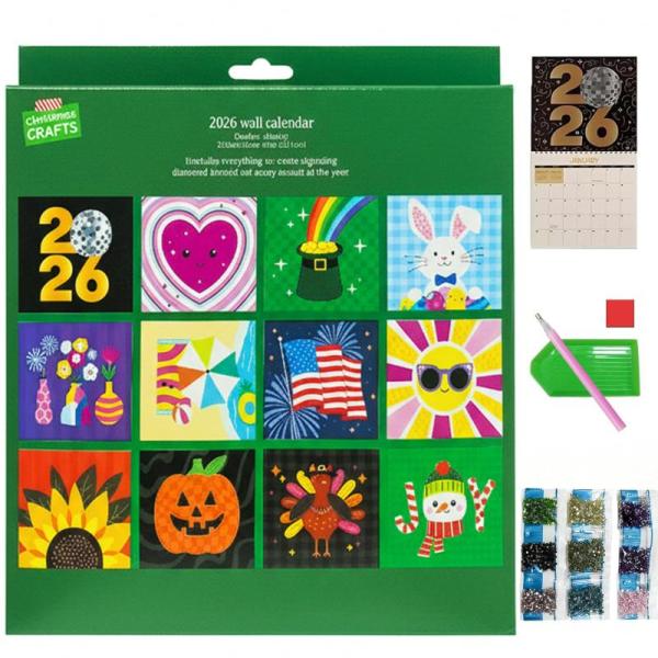 Office Products - Diamond Art 2026 Wall Calendar, AI Translation Earbuds, Acrylic Dry Erase Board - MSRP $19,366