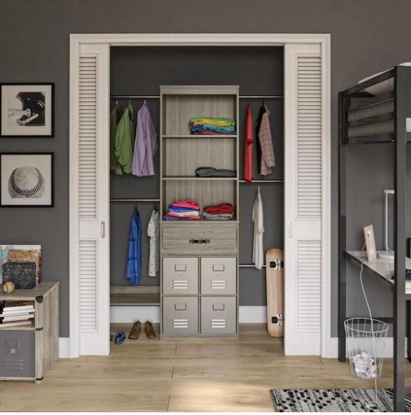 Furniture - Little Seeds Closet Organizer System, BH&G Twin-Over-Twin Bunk Beds, MS Fireplace TV Stand - MSRP $1,304