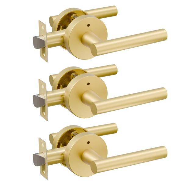 Home Improvement - Euvovito 3pk Brushed Gold Passage Door Handles, Yamodoor Hanging Solar Lanterns - MSRP $15,130