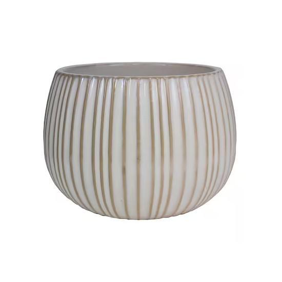 Overstock - Home Decor - Allen & Roth Round 5.13-in W x 8-in L White Crinkle Ceramic Indoor Planter - MSRP $4,475