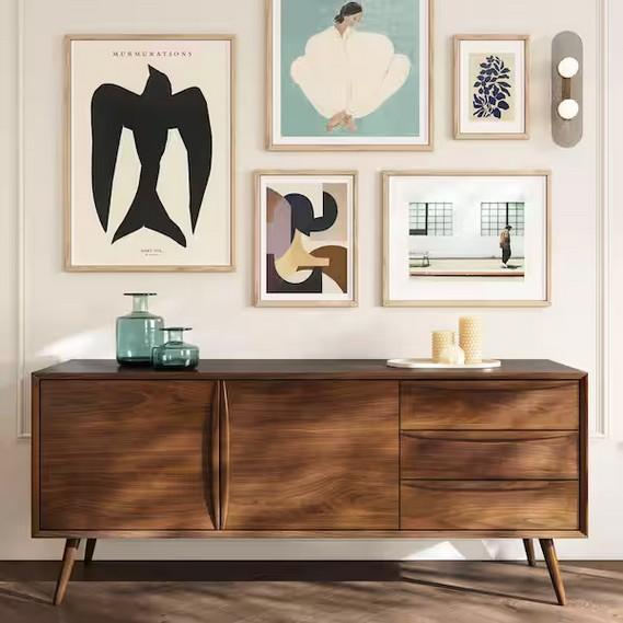 Mixed Lot - Poly and Bark Cura Walnut Wood Sideboard - Est Retail $1,218- 1plt