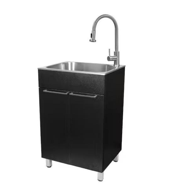 Kitchen & Bath - Glacier Bay 22inWx10inDx16.5inL & 24inWx21inD34inL Stainless Steel Laundry Sinks - Est Retail $904