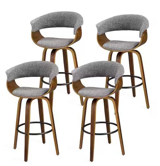 Home Decor - Glitzhome Swivel Bar Stool, Poly & Bark Weave Black Chairs - Est Retail $1,918
