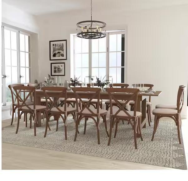Carnegy Avenue Natural 9ftx40in Folding Farmhouse Dining Table & Chairs Set - Est Retail $2,667