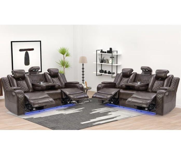 Furniture - Lamica 83.4''W Leather Power Reclining Sofa & Joniah 84.65''W Pillow Top Recliner Sofa - MSRP $2,069
