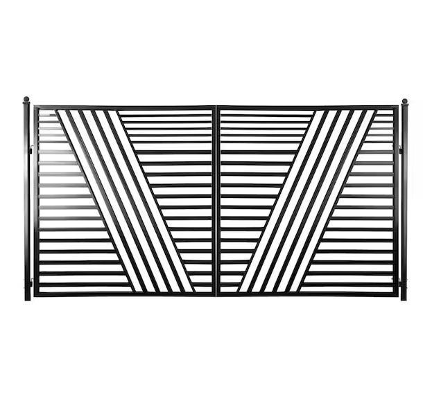 ALEKO 12ftx6ft Sofia Black Metal Steel Dual Swinging Driveway Fence Gate - Est Retail $1,958