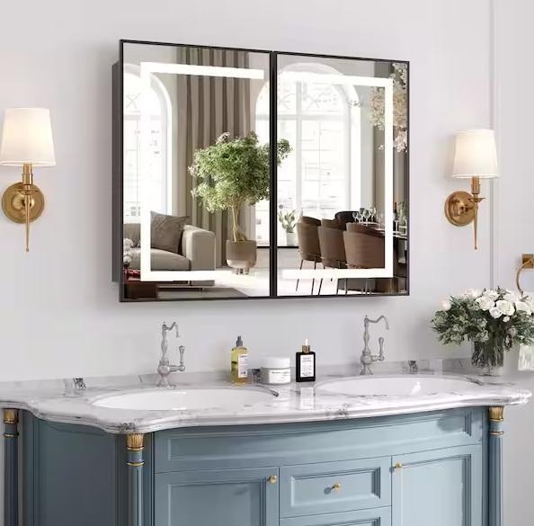 Plumbing - HOMEIBRO Wall Mount LED Lighted Medicine Cabinet w/Mirror, VEVOR, Glacier Bay, SINKOLOGY - Est Retail $2,424