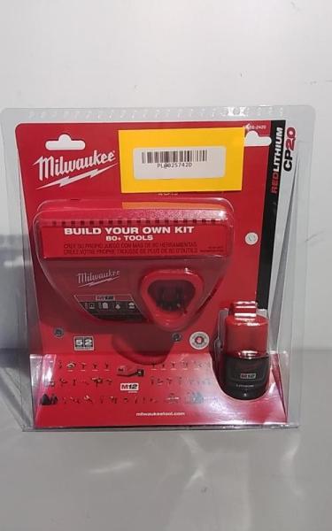 Milwaukee M12 12V Lithium-Ion Compact Battery Pack 2.0Ah & Charger Starter Kit - MSRP $89