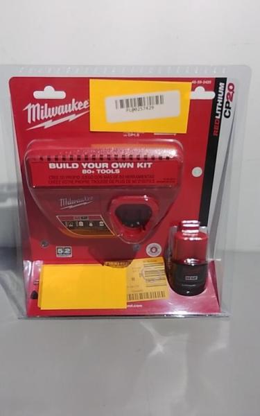 Milwaukee M12 12V Lithium-Ion Compact Battery Pack 2.0Ah & Charger Starter Kit - MSRP $89