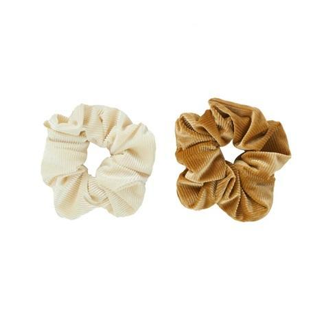 Hairitage Corduroy Hair Scrunchies in Ivory & Gold - MSRP $128