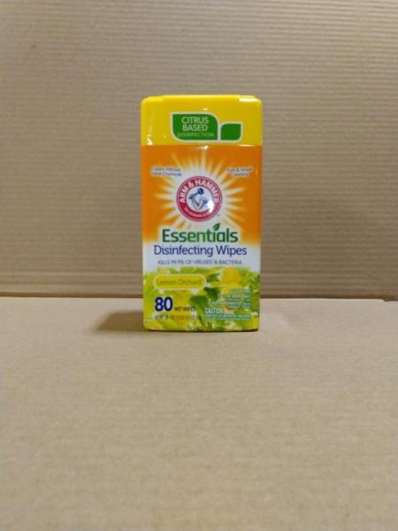 Health and Beauty - Arm & Hammer Essentials Disinfecting Wipes Lemon - 80.0 ea - MSRP $2,875