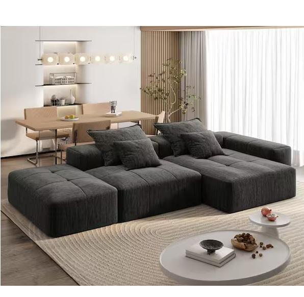 Harper & Bright Designs 127.56in Chenille Modular Foam-Filled Sectional Sofa & Ottoman - Est Retail $1,112