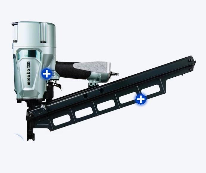 Metabo HPT 3-1/4in 21-Degree Pneumatic Roundhead Framing Nailer, Kobalt 1/4in & 1/2in 12Amp Fixed Router - MSRP $4,011