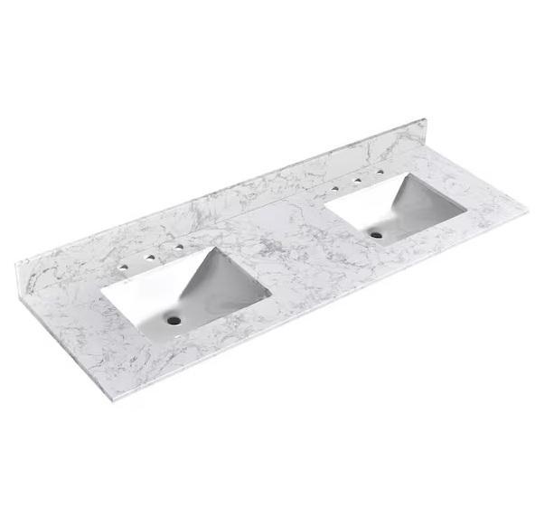 Plumbing - YASINU Moonface Double Sink Vanity Top, Kingsman Hardware Double Kitchen Sink, KeonJinn - Est Retail $2,264