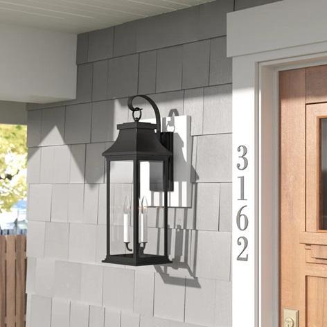 Lark Manor Sona Black 3-Bulb 24" H Outdoor Wall Lantern - MSRP $389